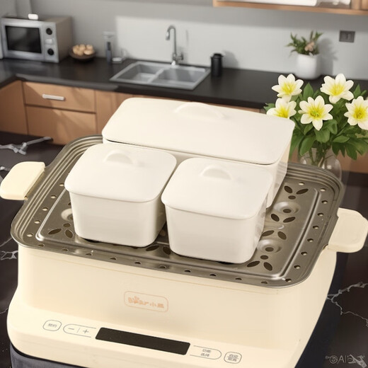 Muziqiu food-grade small steaming bowl with lid, ceramic water-proof stew pot, soup cup, steaming pot, stew pot, steamed egg cup, soup pot, steaming rice bowl with ceramic lid - large set, positive*4+long*1