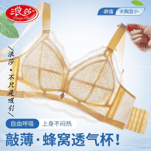 浪莎超薄透气大胸显小内衣女大码胖MM聚拢收副乳上托胸罩薄款文胸 [胸大MM夏天的最佳内衣选择]3883 90B 均码