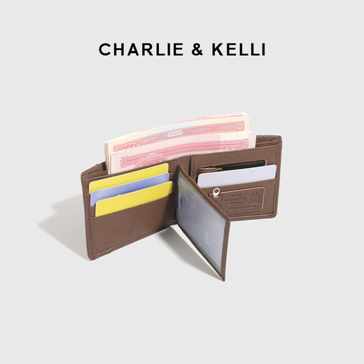 Charlie / Kelli Marque Luxury Luxury CK portefeuille Men pour hommes Polka Classic Wallet Coin Wallet Carte Bag Gift For Boyfriend Brown [Cadeau pratique pour la Saint-Valentin chinois]