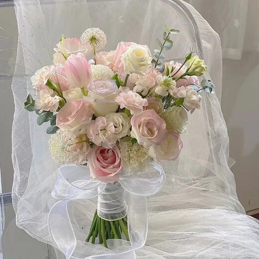婚礼手捧花新娘手捧结婚出片郁金香领证仿真花拍照道具七夕 三生三世手捧花