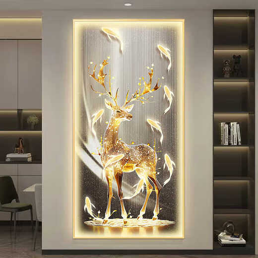 CHENGZAI FUGUI ELCO Sala de estar Decoración Luz de la luz LED atmosférica de lujo directamente opuesto a la pared de la puerta Pasillo de la pared Mural Pintura colgante T12859 50*100 (sugerido 0.7-0.8 metros de pared 5