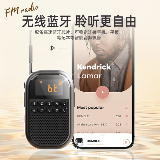 Morio Mini Radio for the Elderly 2025 New Full Band Portable Walkman for the Elderly Bluetooth Small Audio Charging Small Mini FM Player Opera Storytelling Black External Playback/Card/Bluetooth Ultimate Edition 16G Memory Card + 5000 Songs/Opera + Song Book