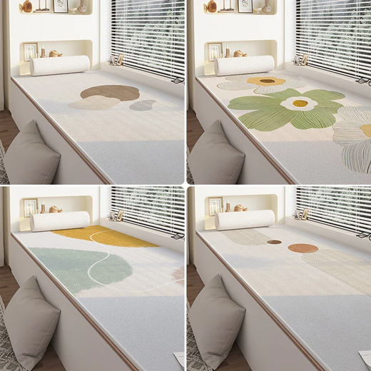 Miaozi Modern Simple Waterproof Bay Window Cushion Window Sill Mat Universal for All Seasons Master Bedroom Balcony Bay Window Seat Cushion Can be Cut Anywhere Love at First Sight (Thickened Waterproof Loop Velvet) 0cm*0cm Customized Photo/Contact Customer Service