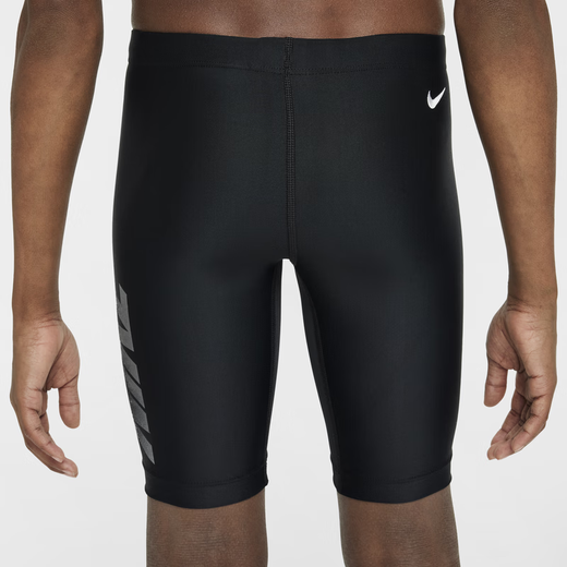 耐克（NIKE）男童大童紧身泳裤夏季游泳竞速健身刺绣HV9926 010黑/暗灰/白 XS