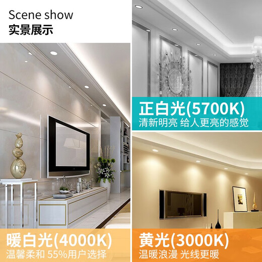 雷士（NVC）雷士照明LED筒灯薄款圆形 NLED91925 9193 9194 9195 9196 9198 圆形919412w黄光