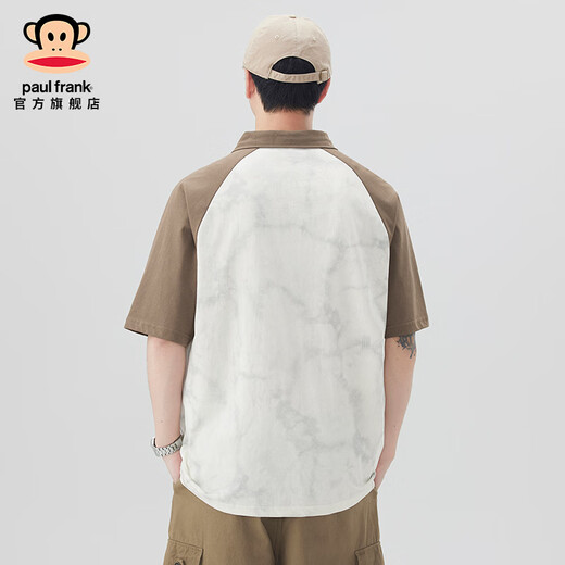 Big Mund Monkey (Paul Frank) Amerikanische Modemarke kontrastierende Farbkolor-Hemd-Hemd-Hemd-Hemd-Dünn-Revers-Locker-Locker- und vielseitige Männer-T-Shirt Brown 695D [offizielles authentisch] M [Vorgeschlagen 105-125jin [Jin gleich 0,5 kg]]