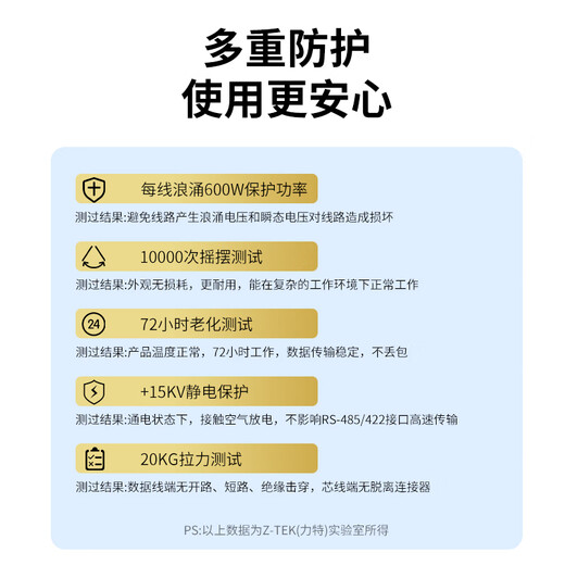 Z-TEK（力特）USB转RS485/RS422串口线 rs485转usb串口转换线COM口模块通讯转接线 ZE723
