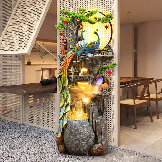 Waterscape und bodengesteuertes Rockerie-Ornamente Wohnzimmer und Büro Fortune Feng Shui Treasure Pot Circulation Waterscape Housewarming Eröffnungsgeschenk 9926 Kleine Größe 106 cm