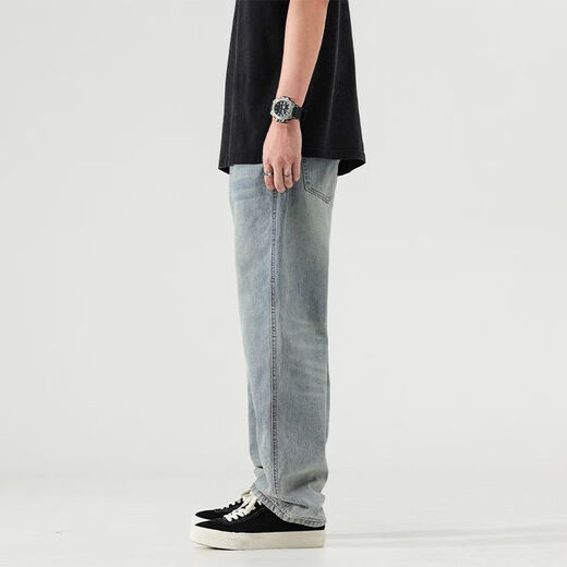 Herren 2025 Sommer Lose Lose Legy Trendy Brand American American High Street Retro Weitbein Hosen Männer Ydn-1098 Hellblau 28
