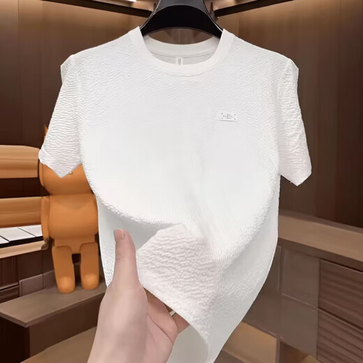皮尔卡丹（pierre cardin）高端男装2025新款男士短袖T恤夏季轻奢百搭圆领凉感高品质冰丝衫 1105黑色 M