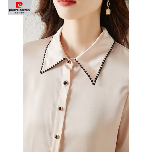 皮尔卡丹（pierre cardin）【2575人收藏】雪纺时尚长袖衬衫女洋气2025年春季新款200斤宽松 杏色 L 90-100斤内选购