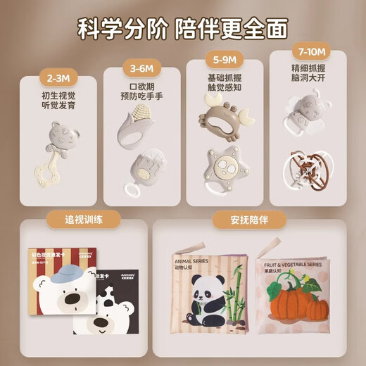 尚韵新生儿见面礼物高档礼盒布书婴儿玩具用品手摇铃满月宝宝0-6个月