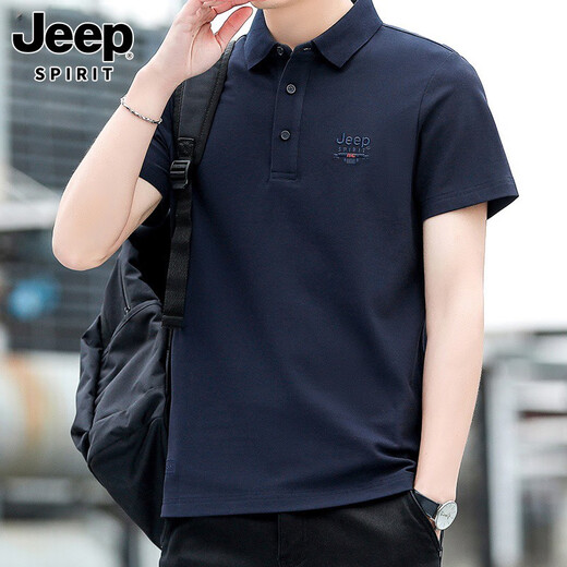 JEEP SPIRITJeep Jeep camiseta de manga corta para hombre novedad de verano camiseta deportiva suelta solapa polo casual transpirable para hombre 7027 verde militar talla única l