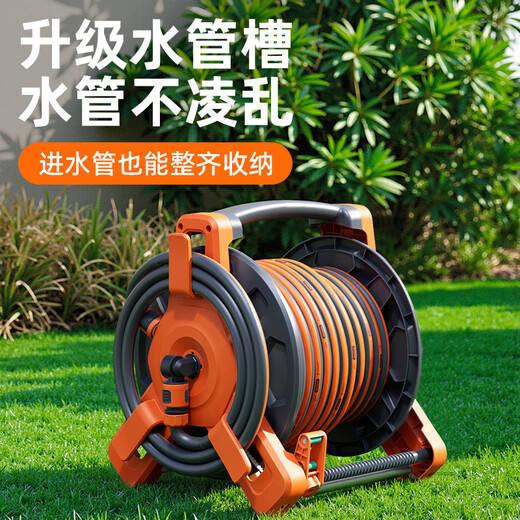 HTWRO upgraded automatic pipe drain truck 50 meters flower watering artifact high pressure car wash water gun watering hose reel