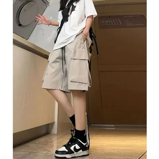 NYCKJK工废土风帅气工装短裤男女夏季薄款中性宽松直筒潮牌五分休闲中裤 9901卡其色 S 建议80-90斤左右