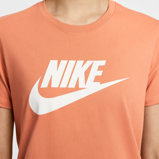 耐克（NIKE）ESSENTIALS女子印花T恤秋季纯棉休闲轻便柔软舒适DX7907 828柔和橙 S