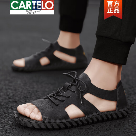 Sandalias de cuero romano de cartelo tendencia de los hombres 2025 Internet de verano Estilo de celebridades de moda
