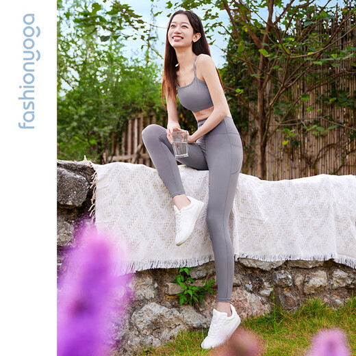 
Fan Sheng Yoga Exercise Fitness Cool Breathable No Smooth Sweat High Waist Slimming Butts With Beds Bringing Nine-point Yoga Pants FY15918 Spring Mud Gray M