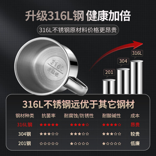 Maxcook 316L stainless steel cup with lid household water cup mouth cup tea cup student large capacity 550ml MCB9705