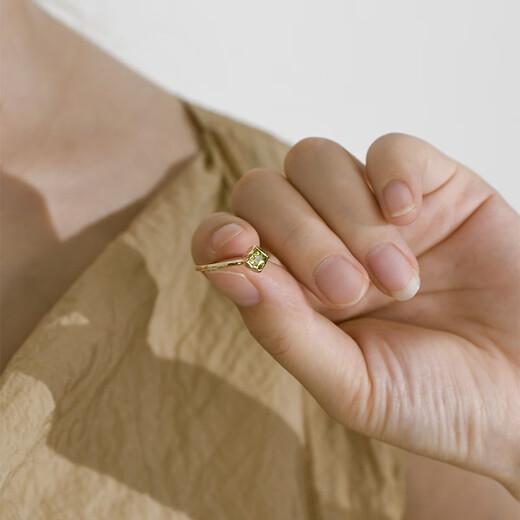 Shengbei French high-end 10K gold olive gem ring female niche design gift for girlfriend Customized ring pre-sale Pre-sale about 5-8 days