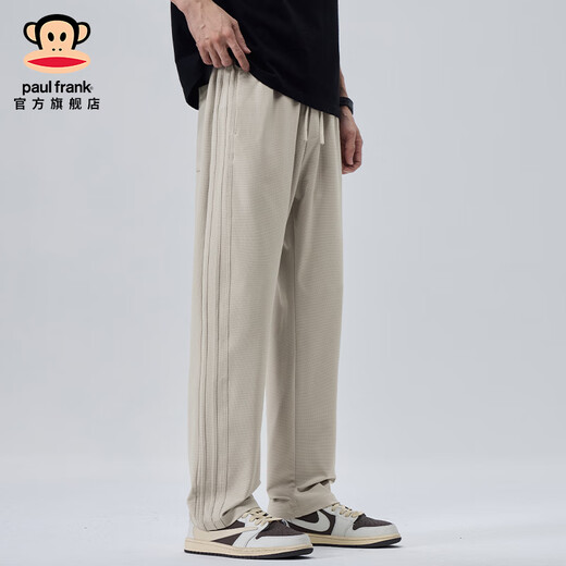 大嘴猴（paul frank）男士冰丝速干弹力直筒休闲裤夏季薄款潮牌宽松百搭男装运动长裤子 黑色6621S【官方正品】 M 【建议90-115斤】