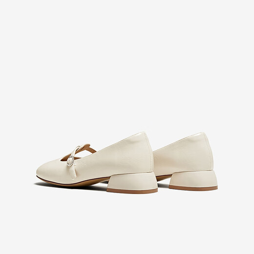 
Best 2025 autumn new Mary Jane shoes simple retro light mouth thick heel women's single shoes B9929CQ5 beige 35