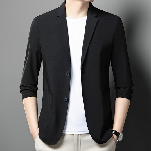 才子官方旗舰店男士西服冰丝防晒衣2025新款夏季商务休闲轻薄外套男装 深灰色 M