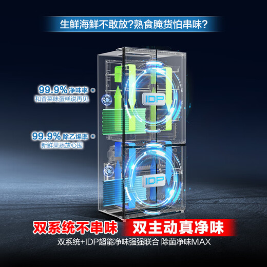 容声方糖505主动双净双系统十字四开门超薄嵌入式电冰箱制冰一级节能效无霜BCD-505P60CZMAD灰国家补贴