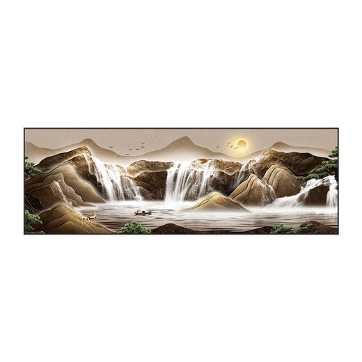 The weekend island flows water and makes money, landscape and living room decoration paintings, new Chinese sofa background wall hanging paintings, atmospheric treasure pot murals, Baojuling Mountain 18060cm*1 cm, black aluminum alloy frame + oil canvas