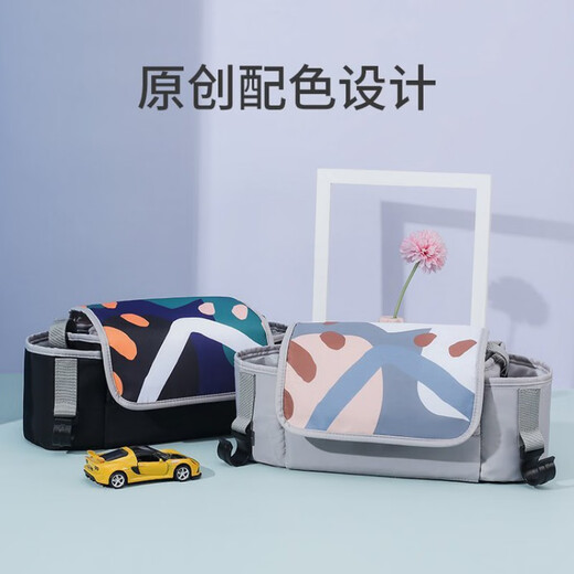 袋鼠魔方婴儿推车挂包多功能妈妈外出包单肩包小号妈咪包防泼水母婴车挂包 黑色 均码