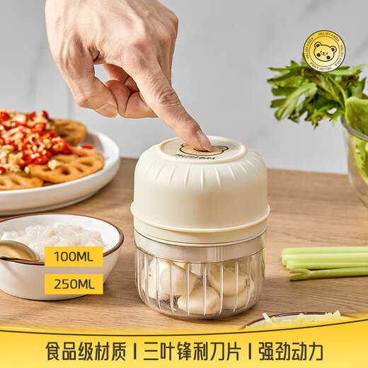 WORTHBUY household multifunctional electric garlic pounder garlic mashed artifact meat grinder small mixing pepper minced vegetable stuffing cooking large 3 blades 250ML