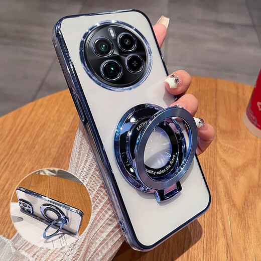 Fushun Elle s'applique à la coque de téléphone portable realme gt5pro realme GT5por simple coque de protection transparente en silicone gt8pro tout compris anti-chute gt7pro ultra-mince oppo hommes et femmes modèles haut de gamme Yuanfeng bleu galvanoplastie transparente * Support de motif CD realme GT5 Pro