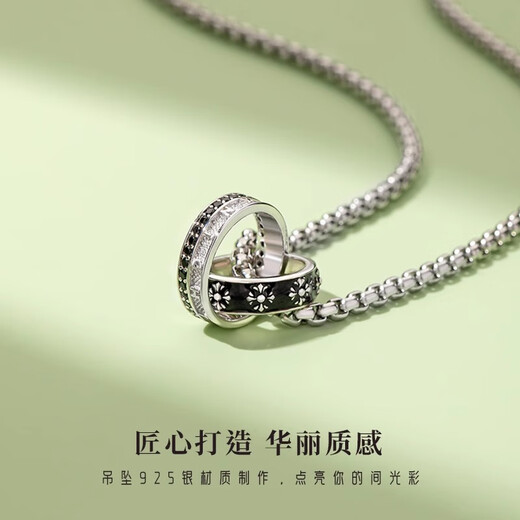 MOLC sterling silver necklace men's trendy boys pendant accessories niche high-end Valentine's Day gift for boyfriend's birthday L2571 Knight's Ring Silver Necklace