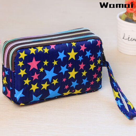 Orange Central Large Cell Phone Bag Fabric Printed Three-Zip Long Coin Purse Can Hold 6-inch Hand-Group Grocery Bag Keys Violet Violet A Long