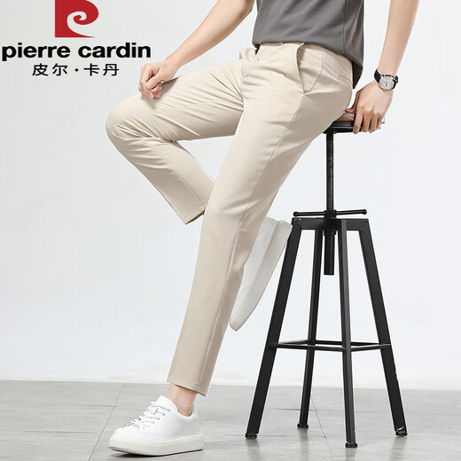 Pierre Cardin (Pierre Cardin) pantalones delgados de verano para pantalones recortados para hombres para niños pantalones casuales de pie delgado recto Pantalones de traje profesional 9921 Negro 32