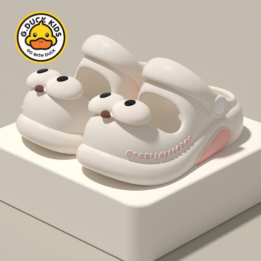 G.DUCKKIDS女童拖鞋玛丽珍夏季外穿女孩新款防滑凉鞋中大女童公主儿童洞洞鞋 米白 34 34-35