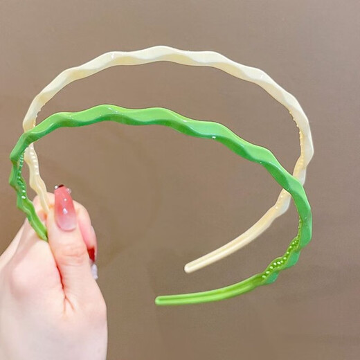 2025 Japanese and Korean Internet celebrity candy-colored thin wavy headband girl's heart headband girl does not hurt hair pressure hair headband milky white