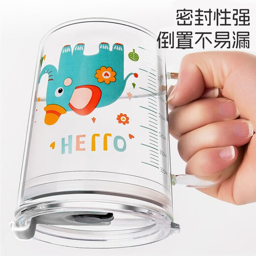 马博士牛奶杯儿童水杯学饮杯带刻度玻璃吸管杯宝宝冲泡奶粉杯婴儿独角兽