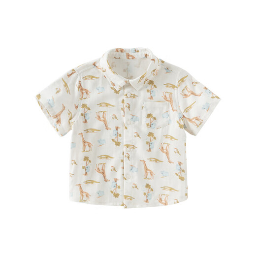 DAVE&BELLA summer new children's shirt boys short-sleeved T-shirt top children's shirt casual baby boy bottoming shirt animal print ready stock 90 cm (recommended height 80-90cm)