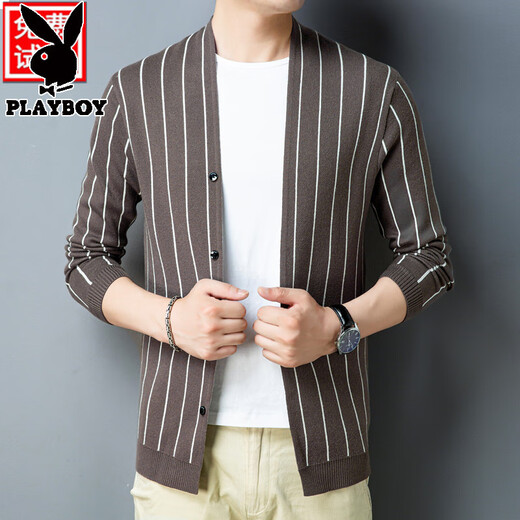 Playboy (Playboy) 2020 AUTOMNE NOUVEAU CARDIGAN CARDIGAN Veste pour hommes à manches longues à manches longues d'âge moyen et jeune pull tricot mince Pull Gris gris F11 3xl 185