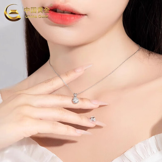China Gold (CHINA GOLD) pt950 platinum necklace for women, platinum star snowflake pendant, clavicle chain, Valentine's Day birthday gift for girlfriend, platinum snowflake pendant - about 1.1g, free sterling silver chain