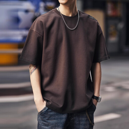 Jeep Spirit Original Jeep High-End-Kurzärmer-Männer 2025 Sommer Neues T-Shirt Herren-amerikanischer Trendy Marke Heavy Loose Casual Top 9207 Graphit Gray T-Shirt XL Code für 150-170jin [Jin gleich 0,5 kg]
