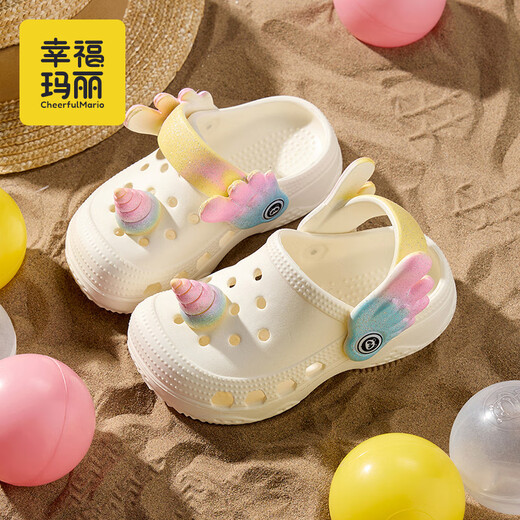 Joyeuse Mario Unicorn Chaussures de trou pour enfants Baby Slippers Summer Boys and Girls Room Beach Anti-Slip Sand Baby Bottom Sand