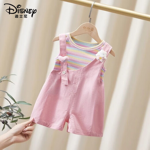 Disney Girls Overalls Anzugs Sommer 2025 Neue Kinder Kleidung modische dünne Mädchen Sommer zweiteiliger Pinkanzug 90