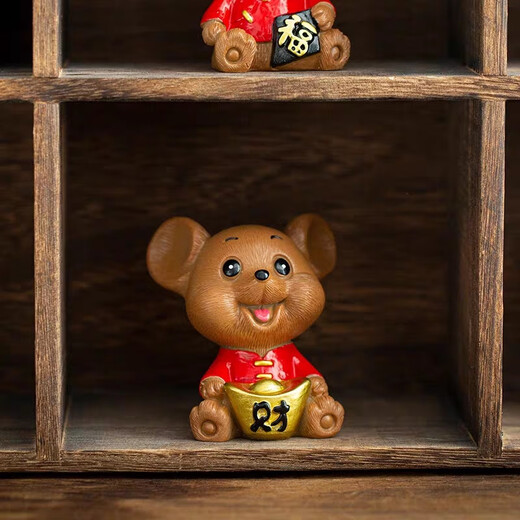 Resin Ceramic Cute Mouse Creative Home Tea Pet Desktop Tea Art Ornament Fine Tea Fortune and Fortune Double Mouse