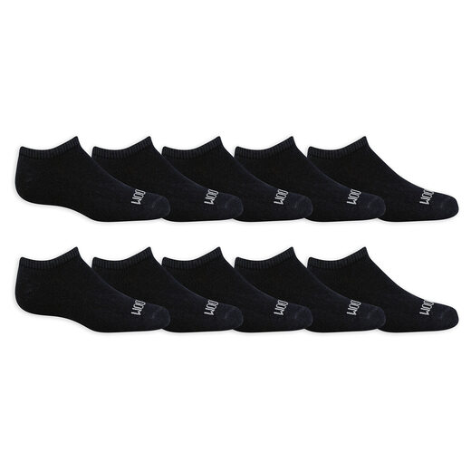 Fruit of the loom Boys Dual Defense No Show Socks (10 Pack) Black 3-9