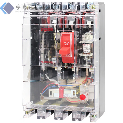 SHXGROM plastic case leakage circuit breaker three-phase four-wire leakage protector 160A250A400A630A transparent case 4p 200A