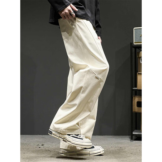 Katuchi American Retro Sauthoue pour hommes en printemps et en été pantalon droit en vrac drapé pantalon décontracté au sol