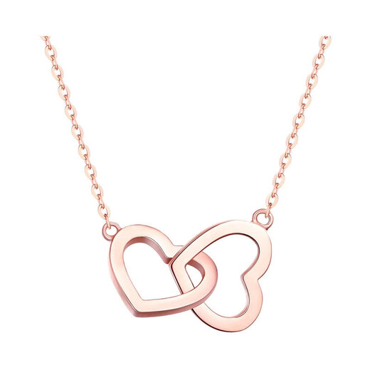 DL 1998 Fat Donglai same style 18k gold necklace for women 18K color gold double love heart AU750 rose gold interlocking golden locks 18K gold double love necklace