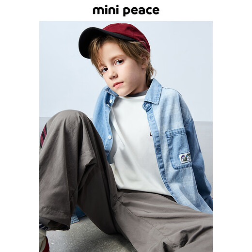 Minipeace PeaceRebird Children's Cloding Boys Shirt Facaf1381 Denim Hell Blue 110